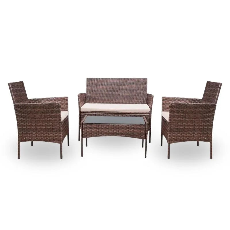 4-Piece Rattan Lounge Garden Furniture Set