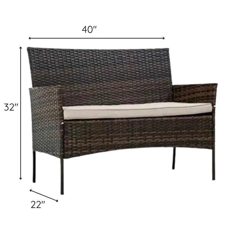 4-Piece Rattan Lounge Garden Furniture Set