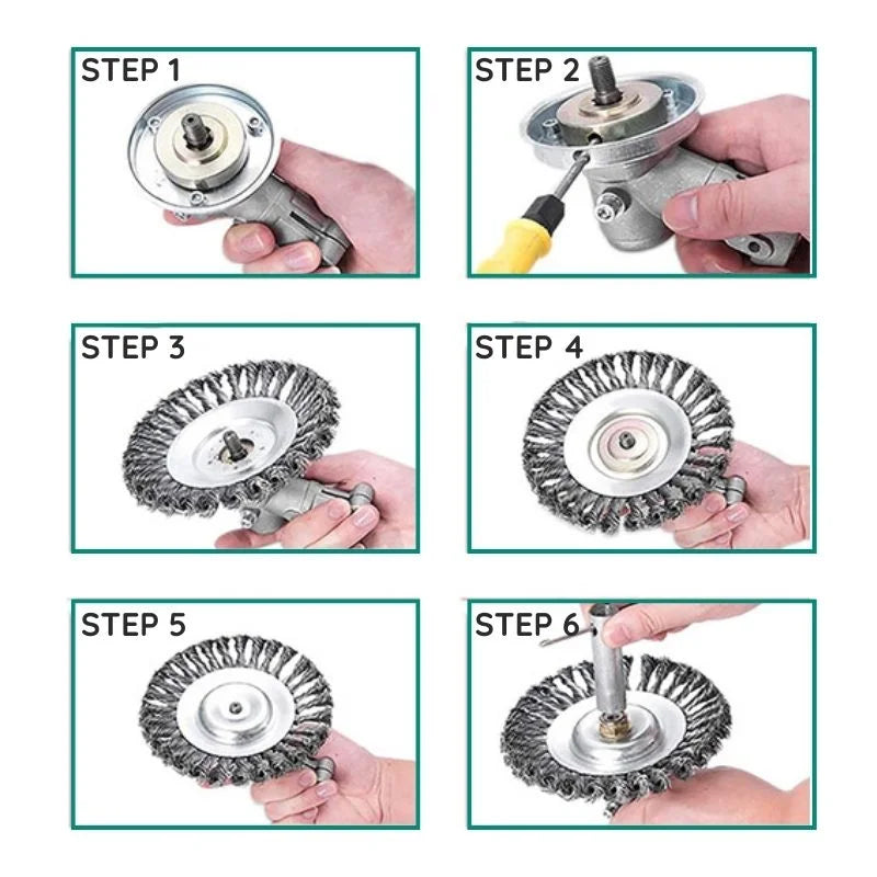 Heavy-Duty Carbon Steel Weed Brush Trimmer Attachment