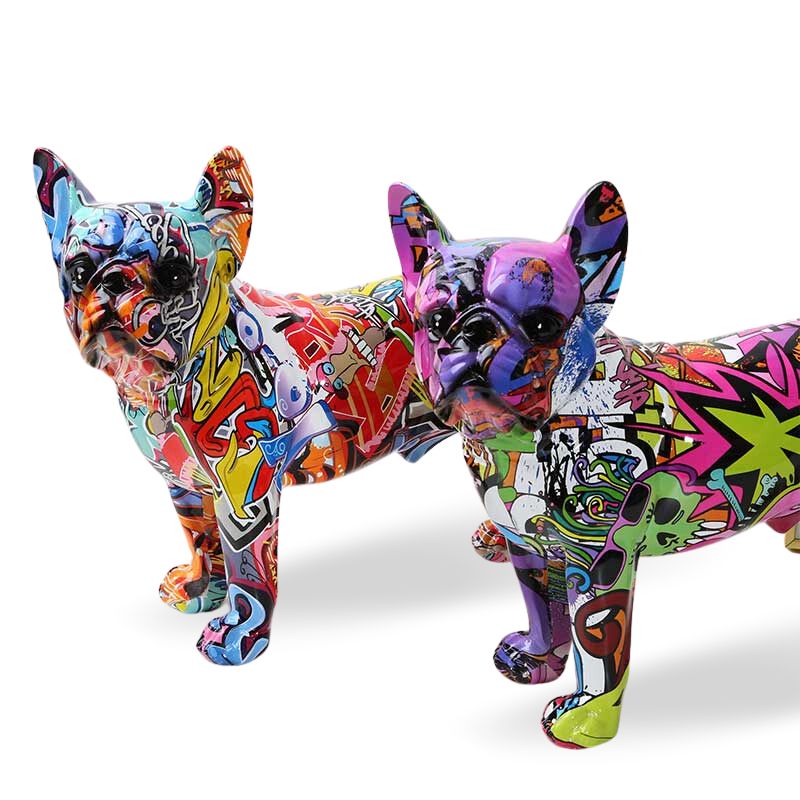 Graffiti Resin French Bulldog Statue Home Decoration