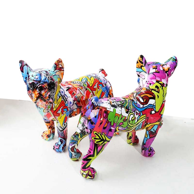 Graffiti Resin French Bulldog Statue Home Decoration