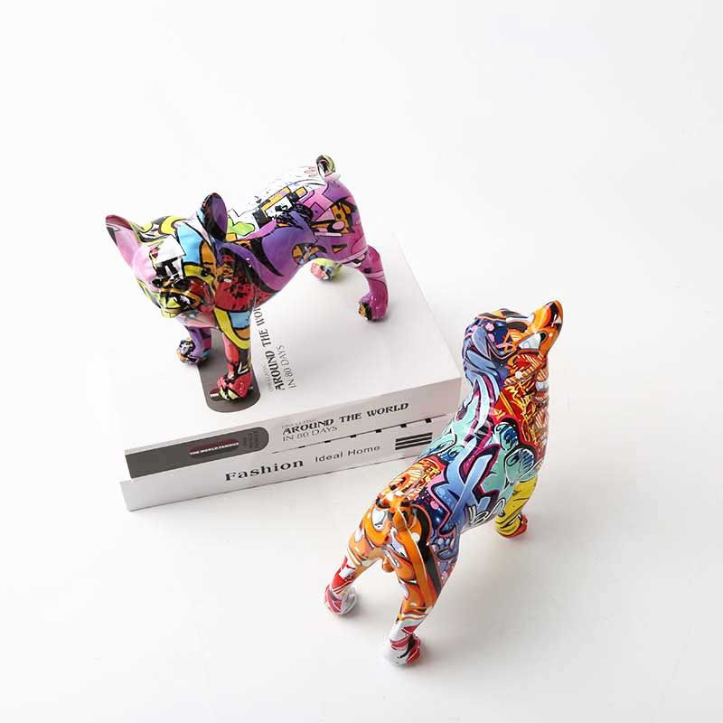 Graffiti Resin French Bulldog Statue Home Decoration