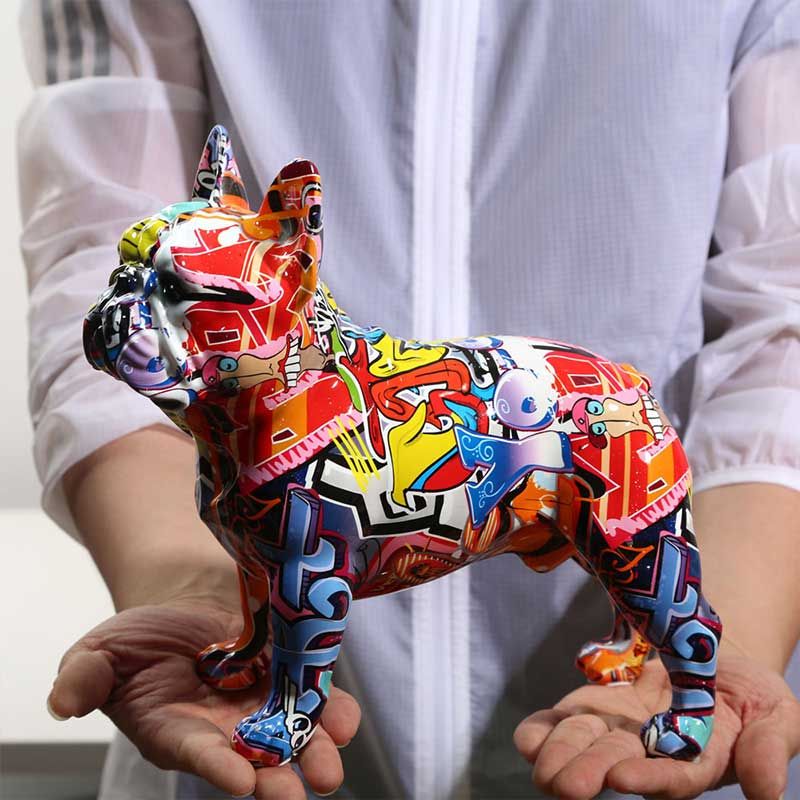 Graffiti Resin French Bulldog Statue Home Decoration