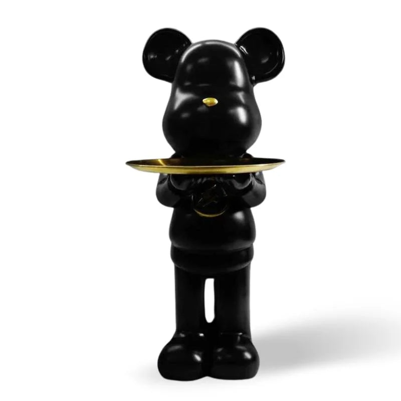 Minimalistic Large Bear Statue with Decorative Tray Table