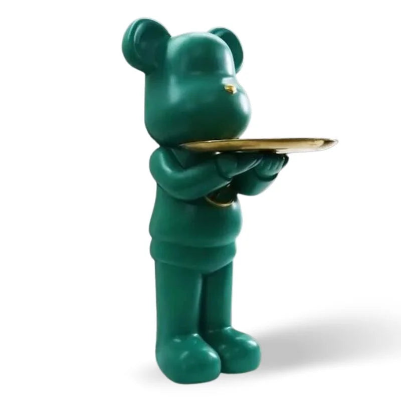 Minimalistic Large Bear Statue with Decorative Tray Table