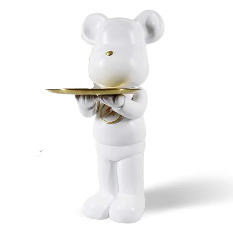 Minimalistic Large Bear Statue with Decorative Tray Table