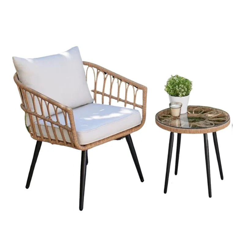 Rattan Garden Cafe Table and Chair Set