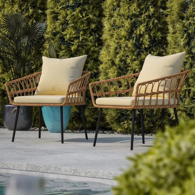 Rattan Garden Cafe Table and Chair Set