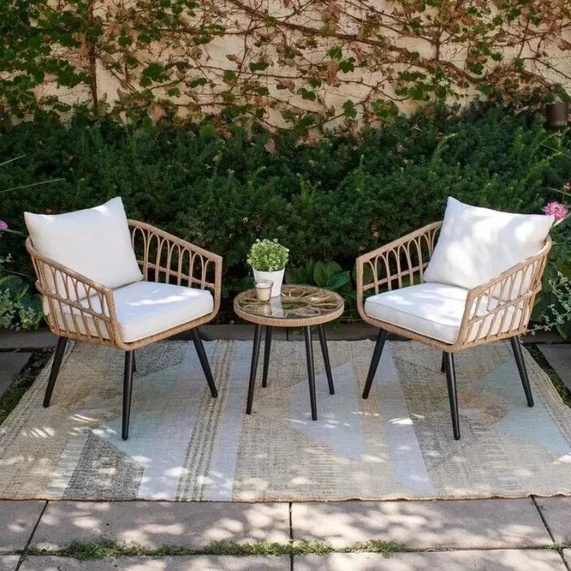 Rattan Garden Cafe Table and Chair Set
