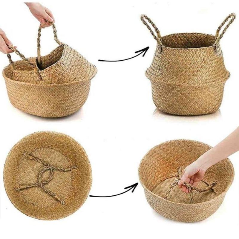 Handwoven Seagrass Universal Flower Basket Planter