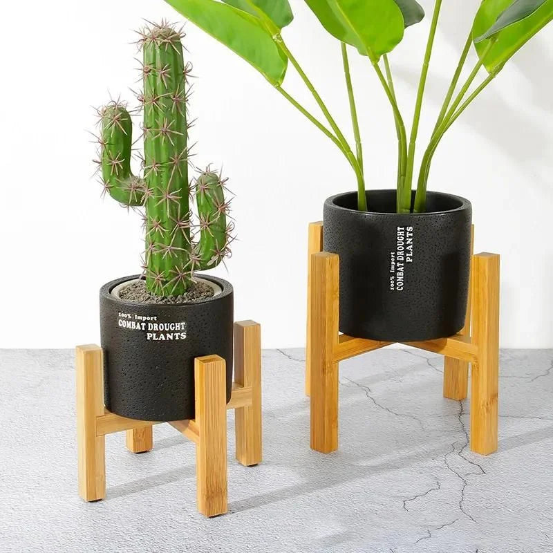 Natural Wooden Plant Pot Trays for Indoors